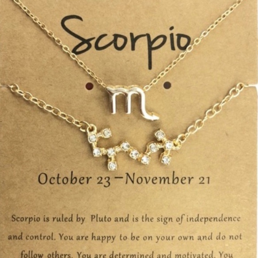 Scorpio ♏️ Zodiac Signed Necklace+Bracelet +Card